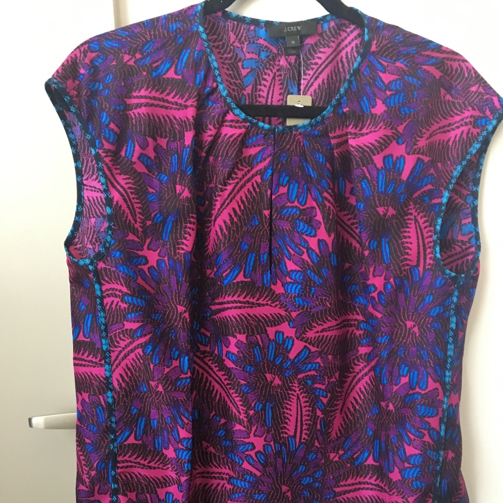 J. Crew Pink and Blue Floral Tank Top - Picture 2 of 3